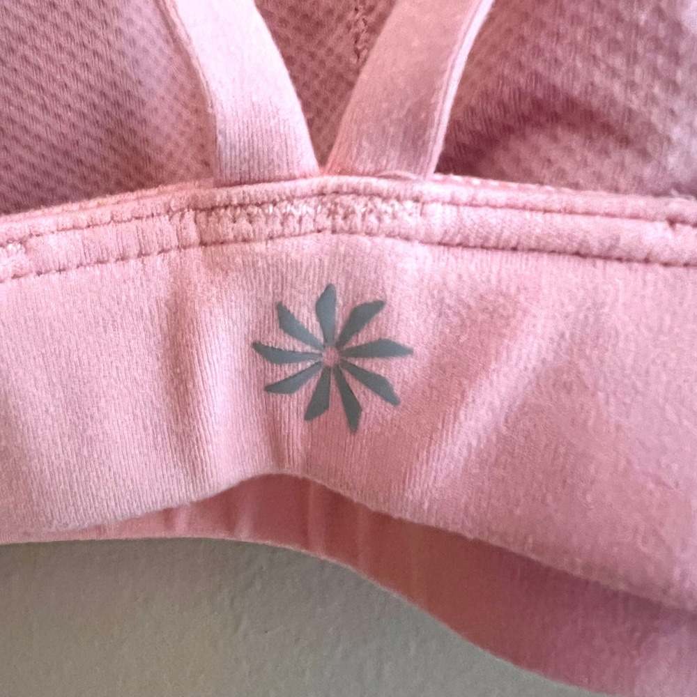 Athleta Pink Strappy Back Square Neck Yoga Workout Sports Bra Womens Size Medium - Picture 8 of 8